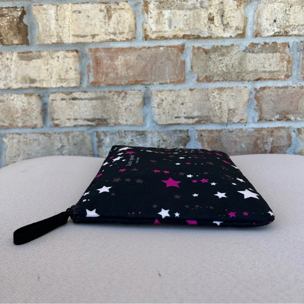 Kate Spade New York Black Pink‎ Stars Falling Pouch Cosmetic Travel organizer OS